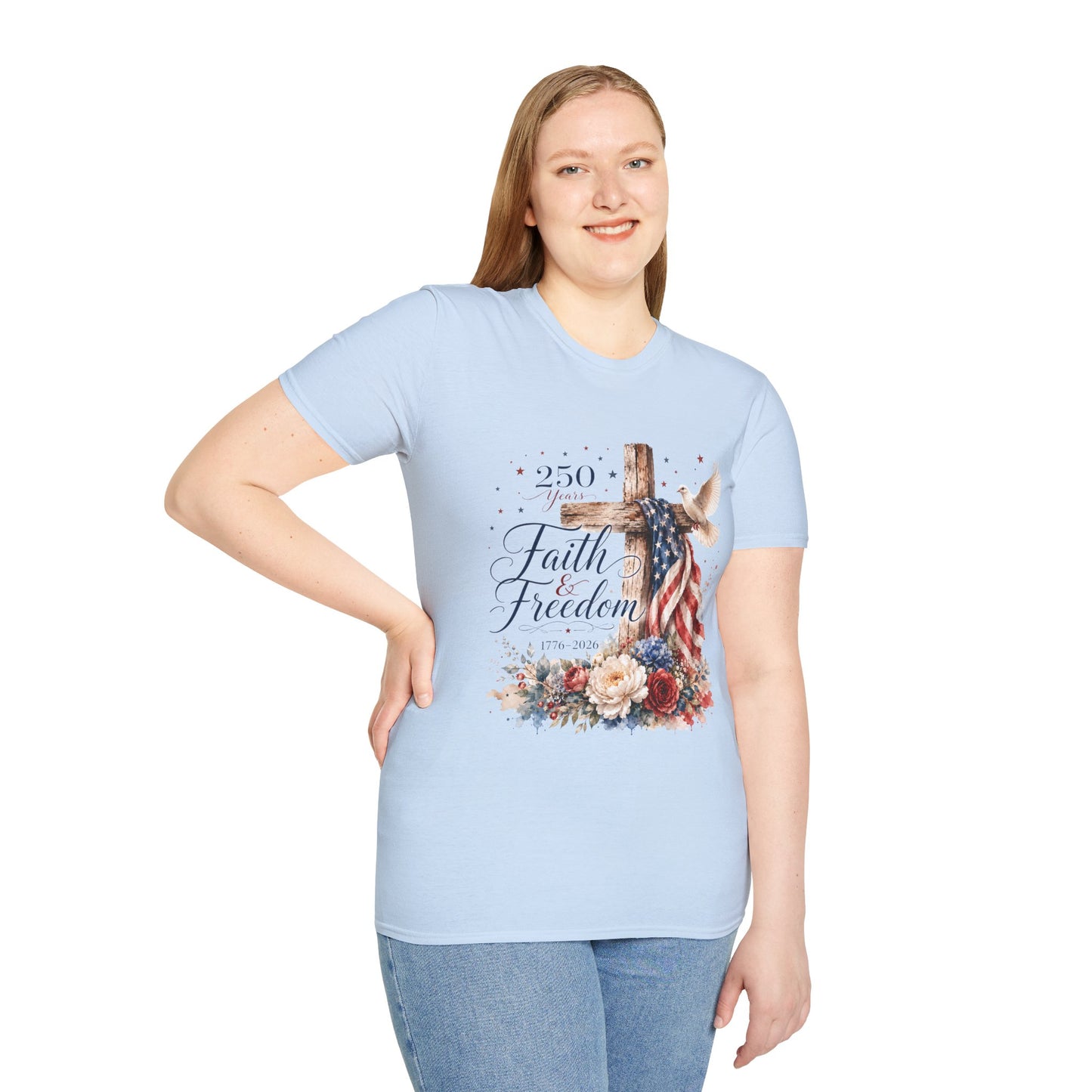 Faith & Freedom Cross T-Shirt – Patriotic Christian Tee
