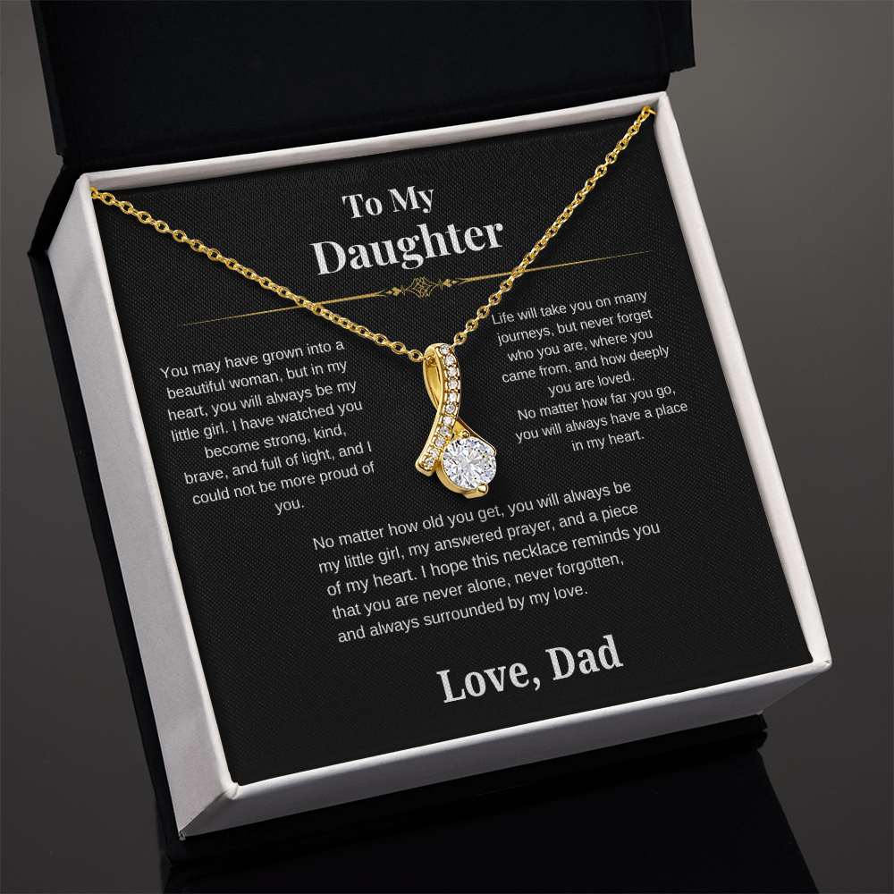 18K yellow gold-finish Alluring Beauty Necklace in standard gift box on black background