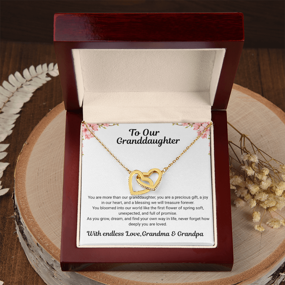 To My Granddaughter – Interlocking Hearts Necklace from Grandma & Grandpa