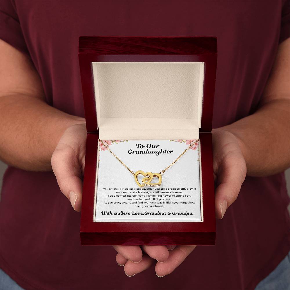 To My Granddaughter – Interlocking Hearts Necklace from Grandma & Grandpa