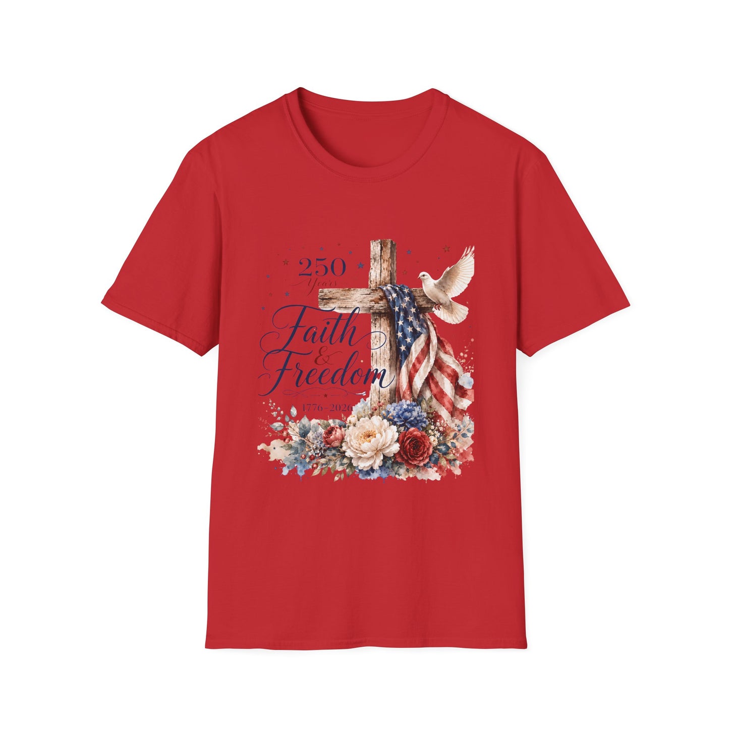 Faith & Freedom Cross T-Shirt – Patriotic Christian Tee