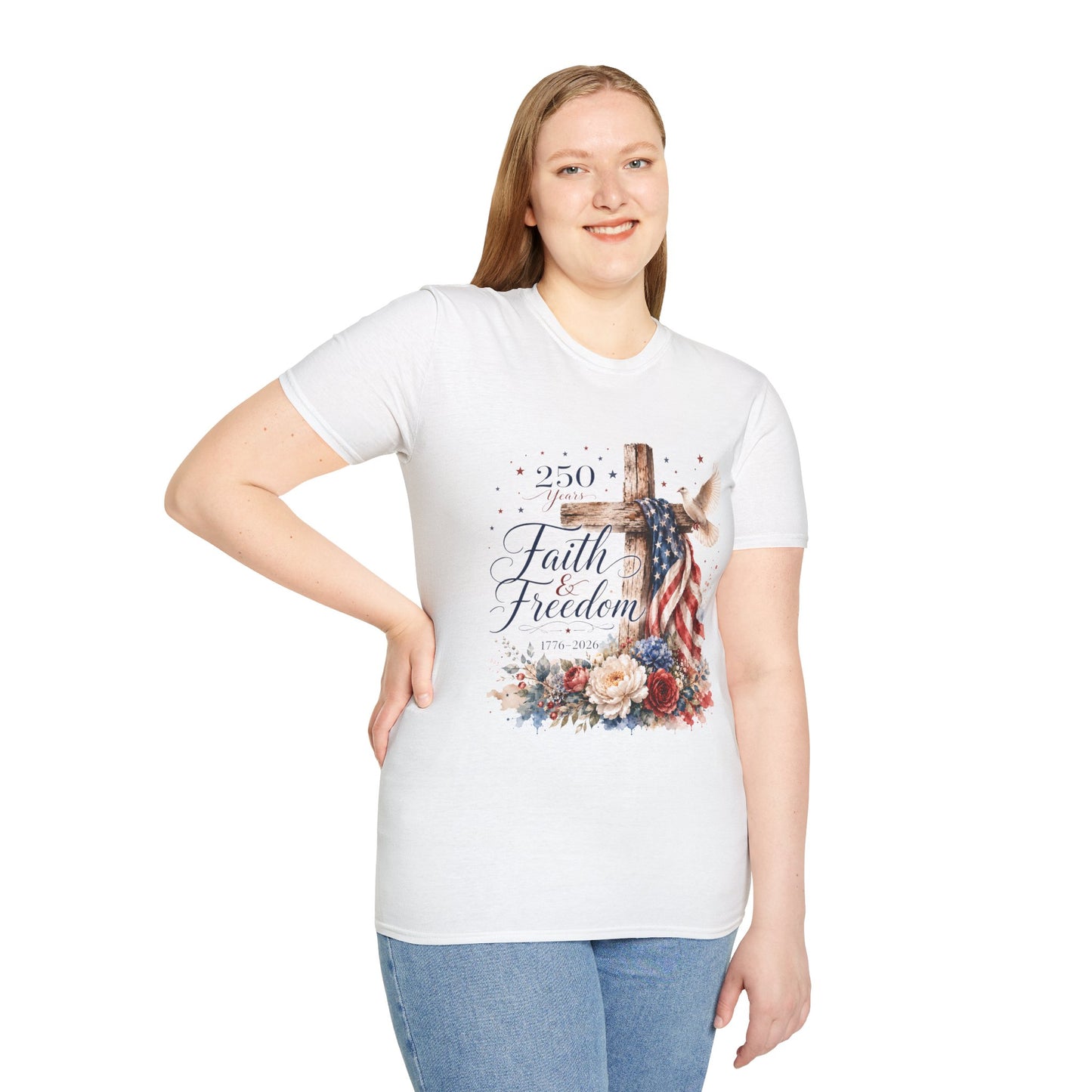 Faith & Freedom Cross T-Shirt – Patriotic Christian Tee