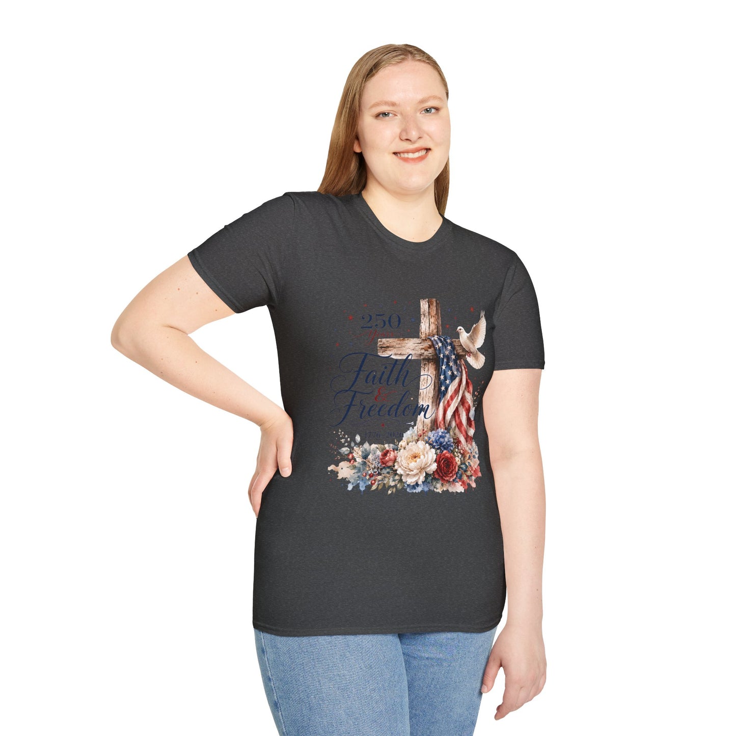 Faith & Freedom Cross T-Shirt – Patriotic Christian Tee