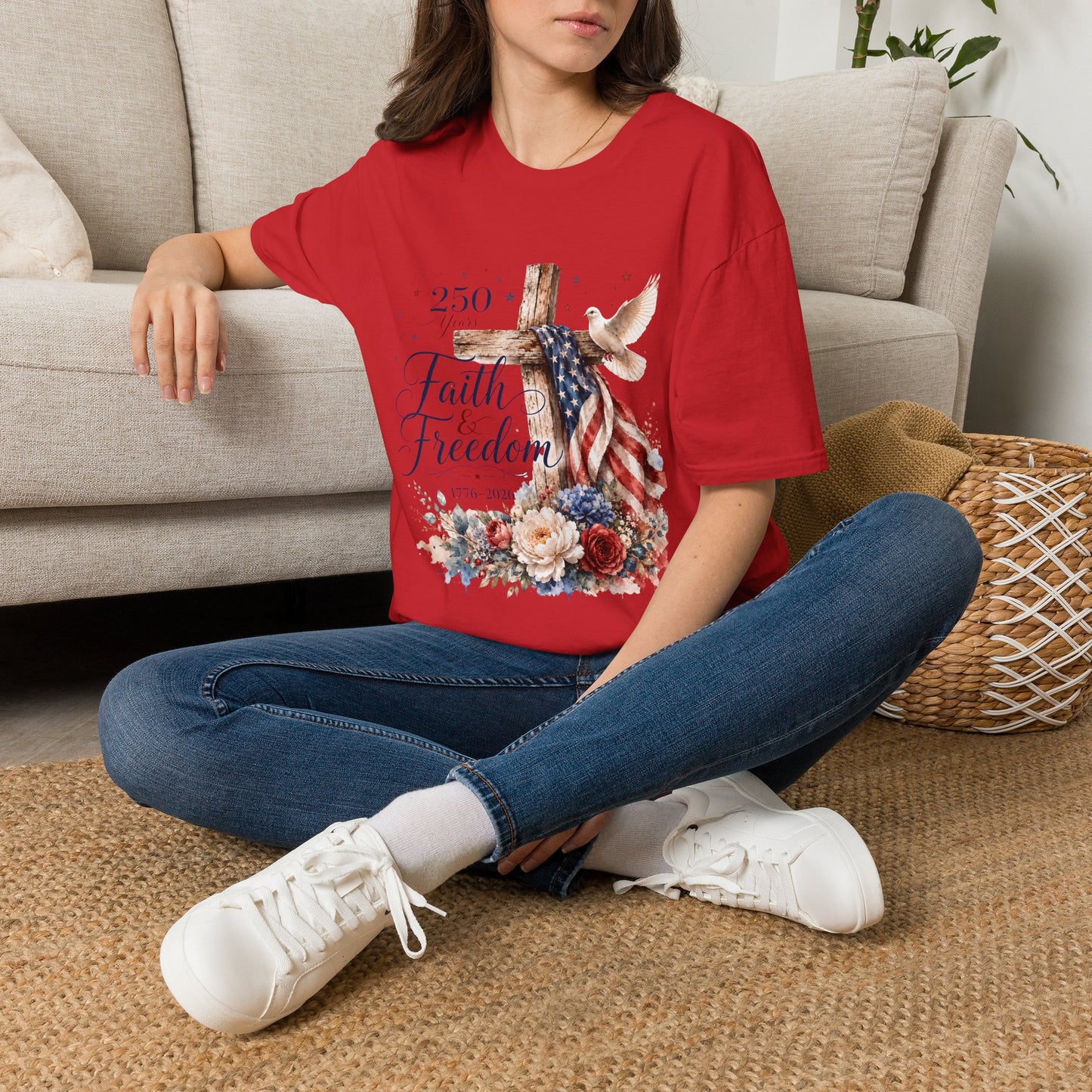 Faith & Freedom Cross T-Shirt – Patriotic Christian Tee