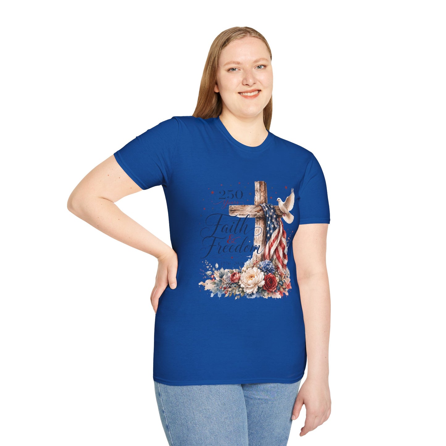 Faith & Freedom Cross T-Shirt – Patriotic Christian Tee