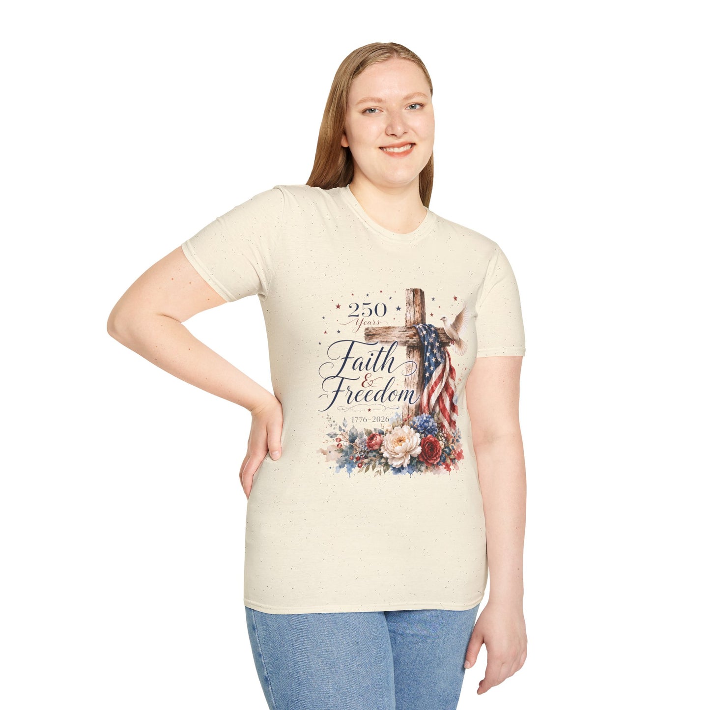 Faith & Freedom Cross T-Shirt – Patriotic Christian Tee