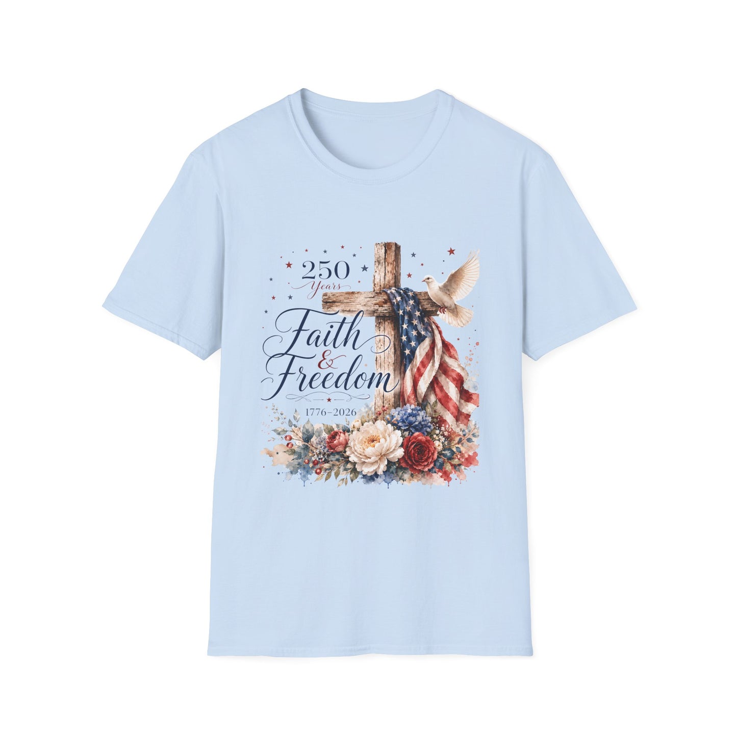Faith & Freedom Cross T-Shirt – Patriotic Christian Tee
