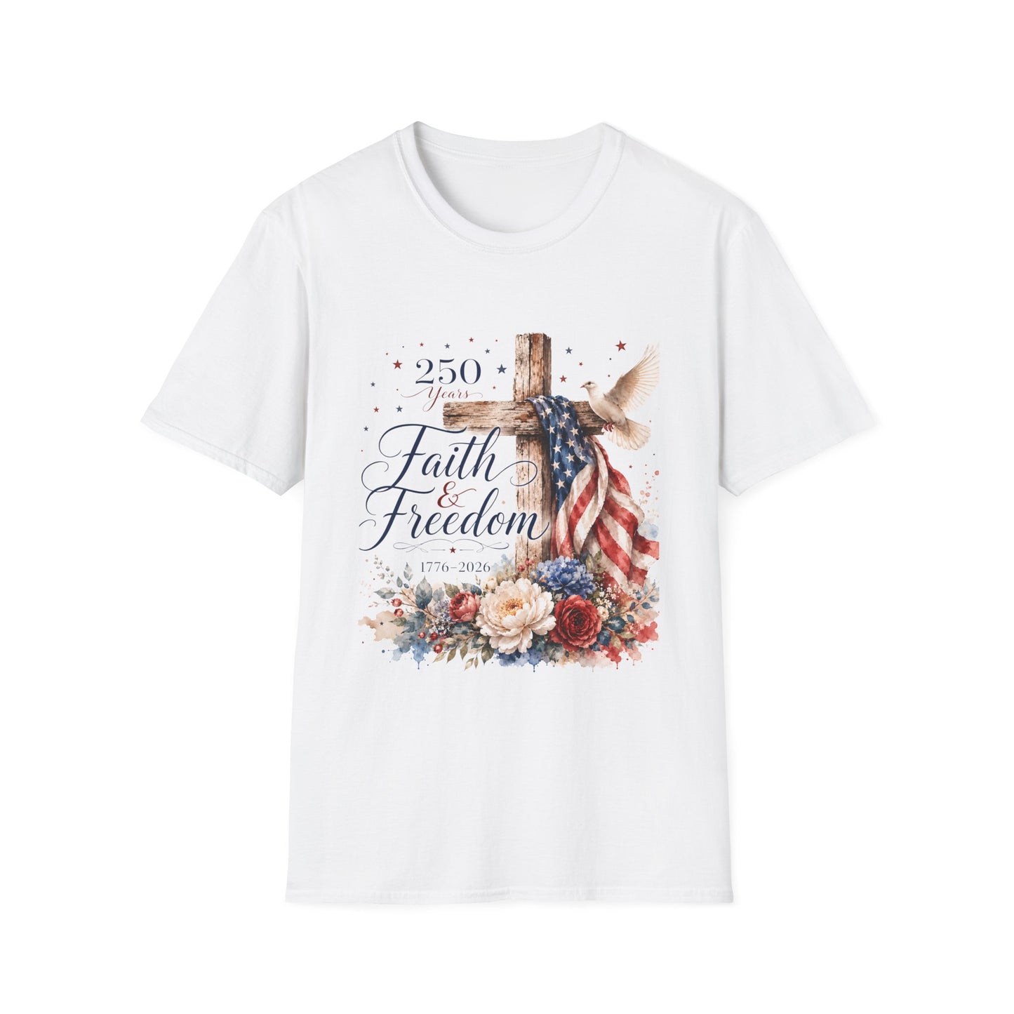 Faith & Freedom Cross T-Shirt – Patriotic Christian Tee