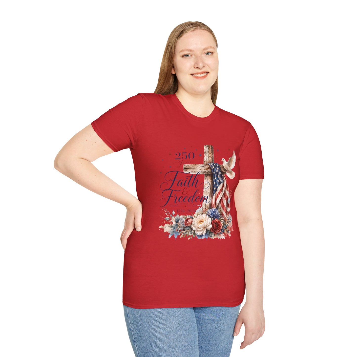 Faith & Freedom Cross T-Shirt – Patriotic Christian Tee