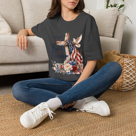 Faith & Freedom Cross T-Shirt – Patriotic Christian Tee