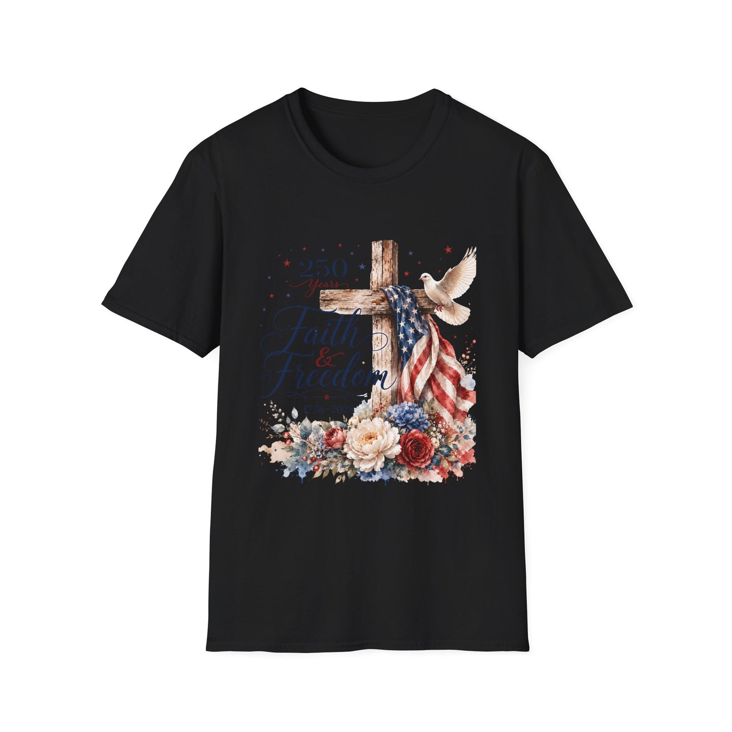 Faith & Freedom Cross T-Shirt – Patriotic Christian Tee