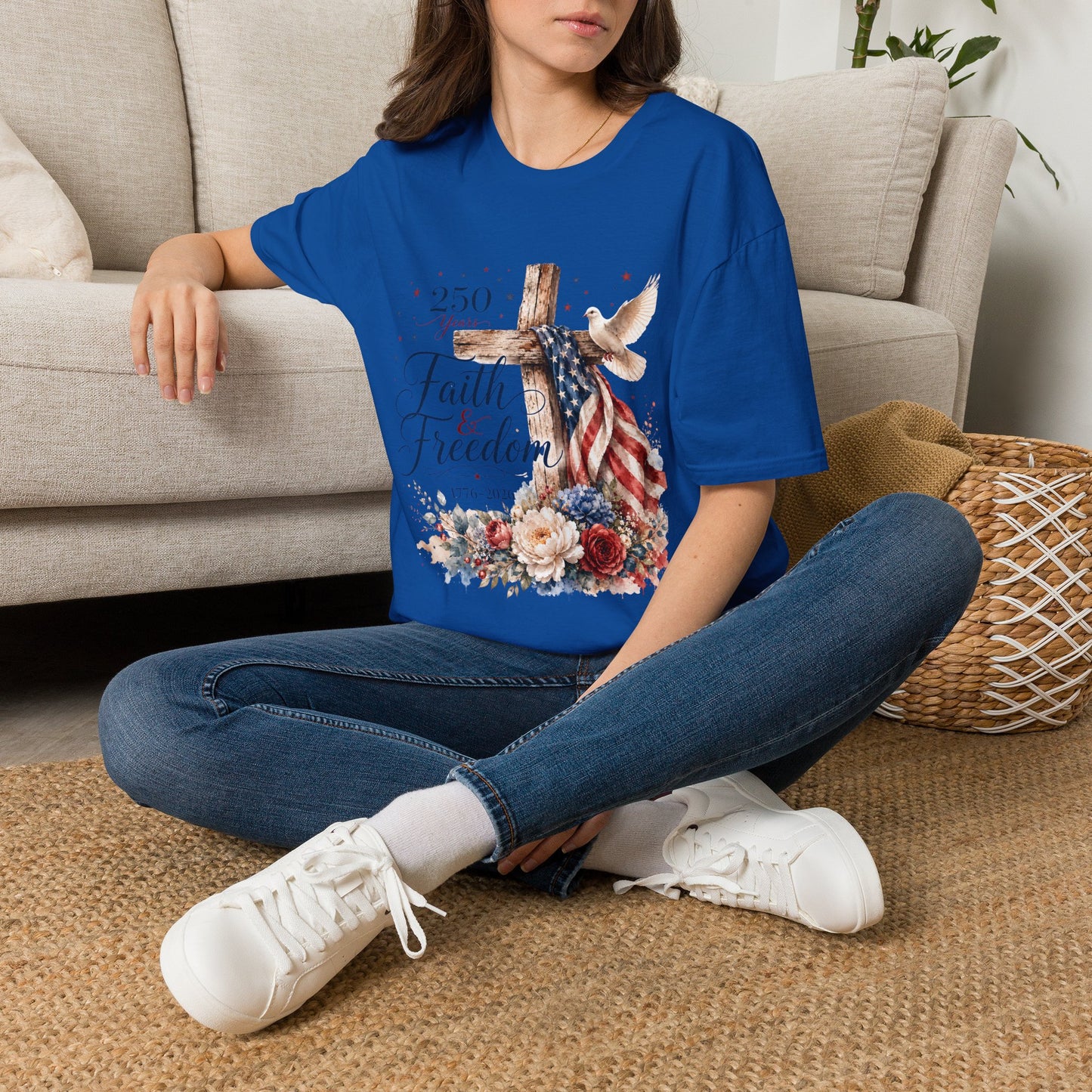 Faith & Freedom Cross T-Shirt – Patriotic Christian Tee