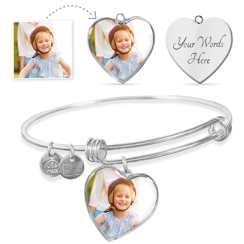 To My Mom Heart Charm Bangle with Message Card
