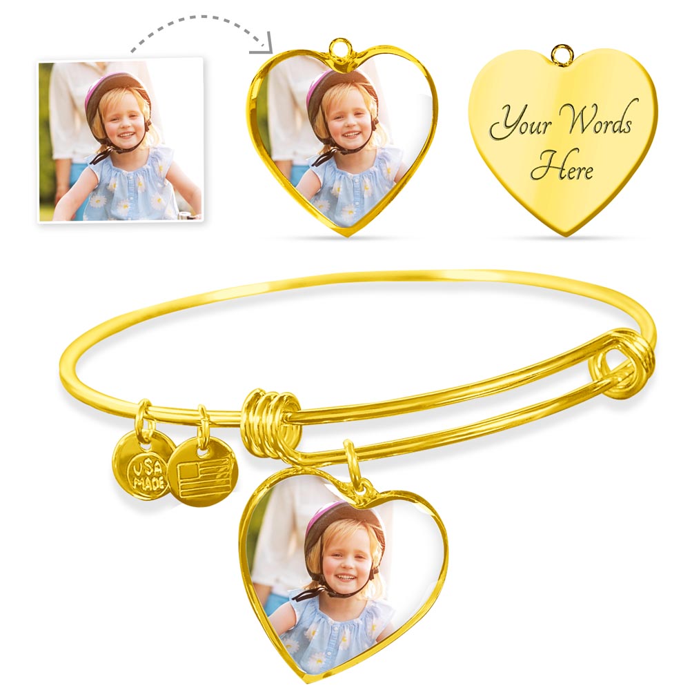 To My Mom Heart Charm Bangle with Message Card