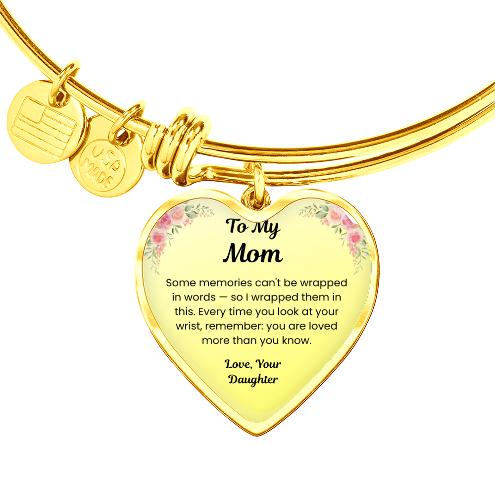 To My Mom Heart Charm Bangle with Message Card