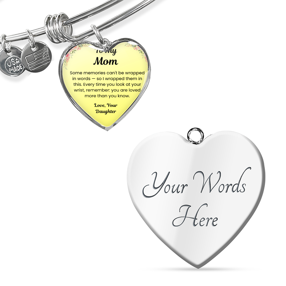 To My Mom Heart Charm Bangle with Message Card