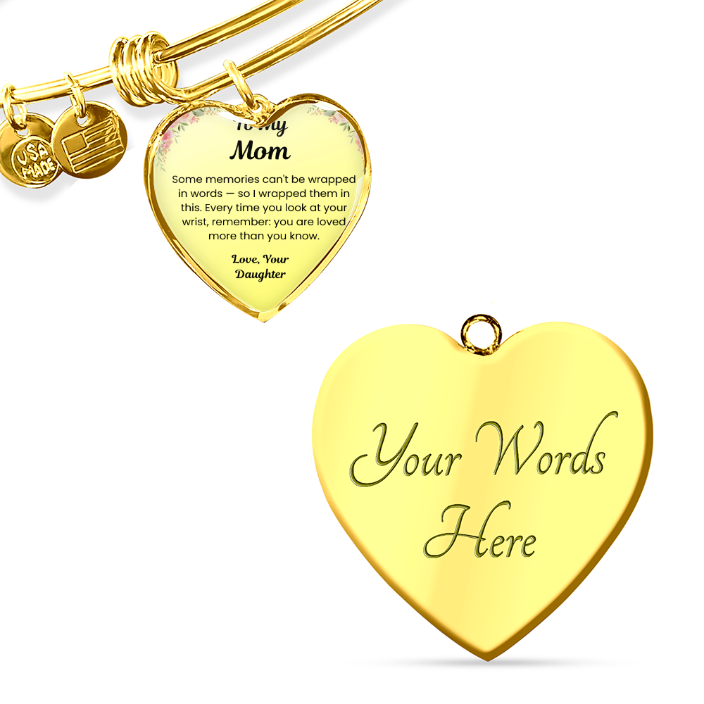 To My Mom Heart Charm Bangle with Message Card