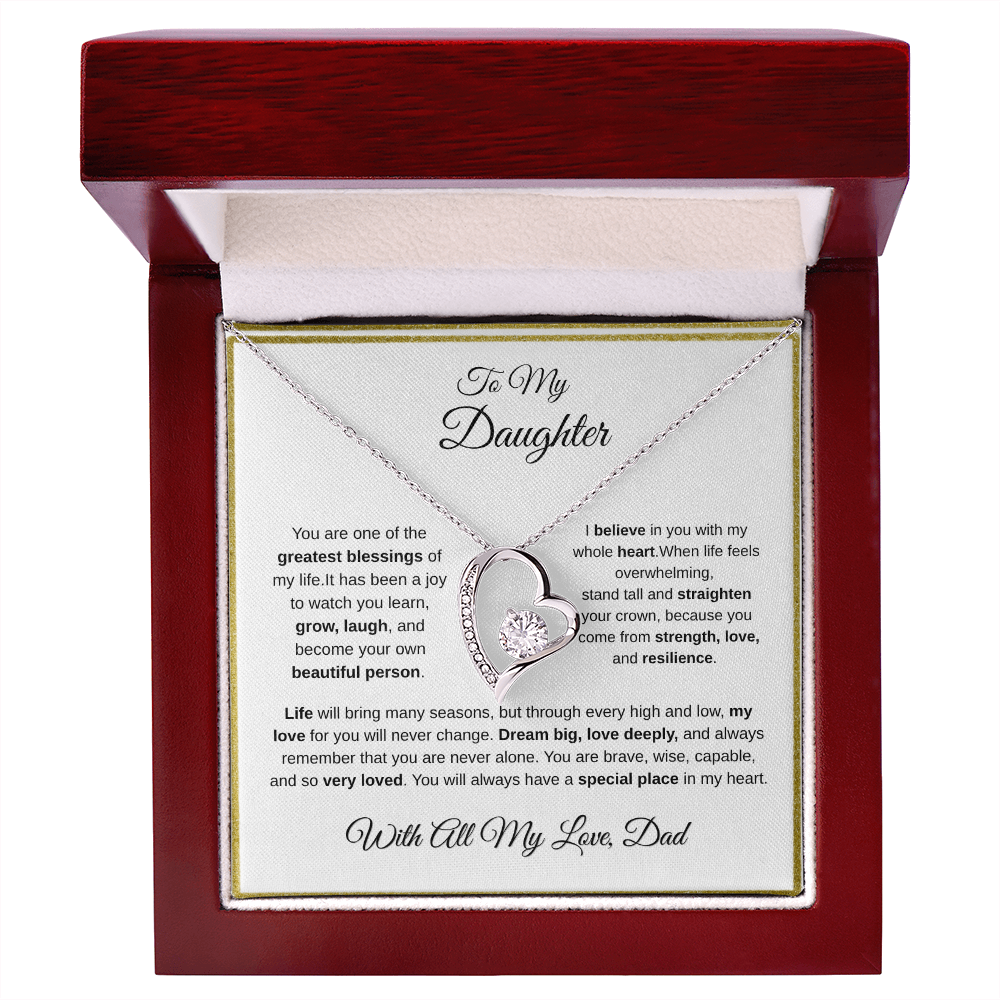 14k white gold-finish Forever Love Necklace in mahogany gift box