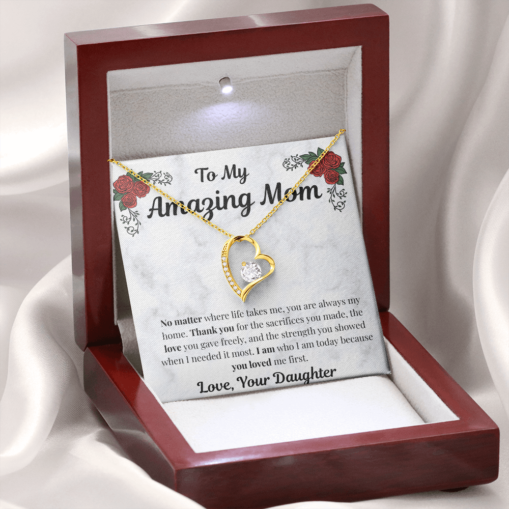 18k yellow gold-finish Forever Love Necklace in illuminated mahogany gift box