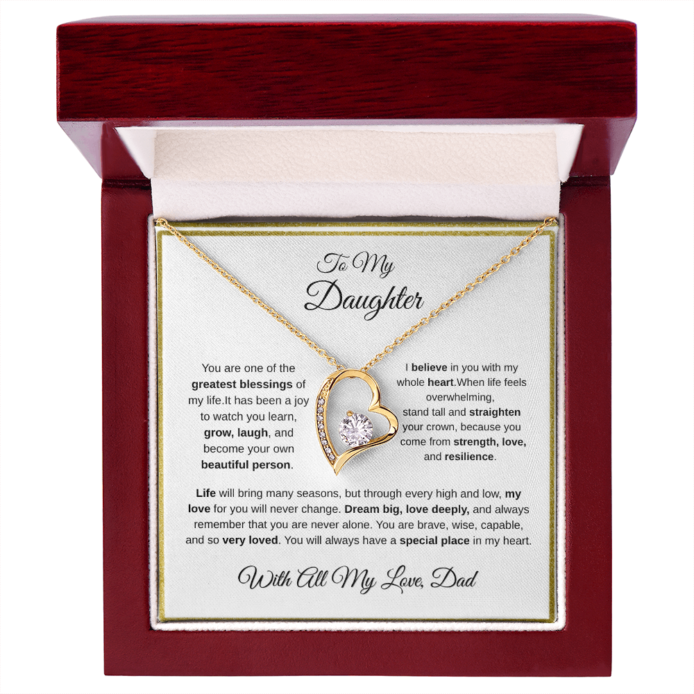 18k yellow gold-finish Forever Love Necklace in mahogany gift box