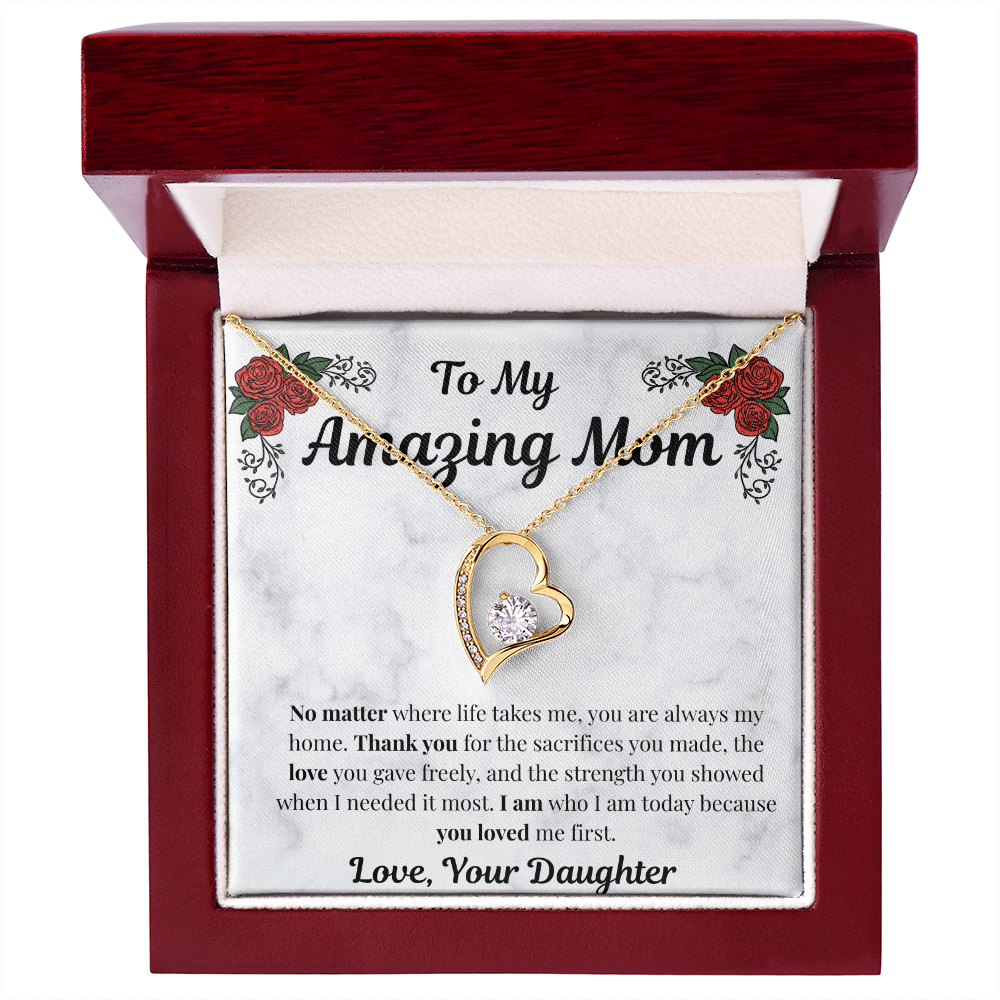 18k yellow gold-finish Forever Love Necklace in mahogany gift box