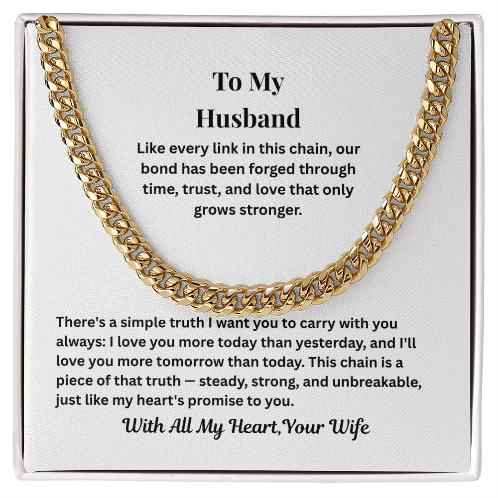 To My Husband Cuban Link Chain from Wife – Love & Commitment Gift