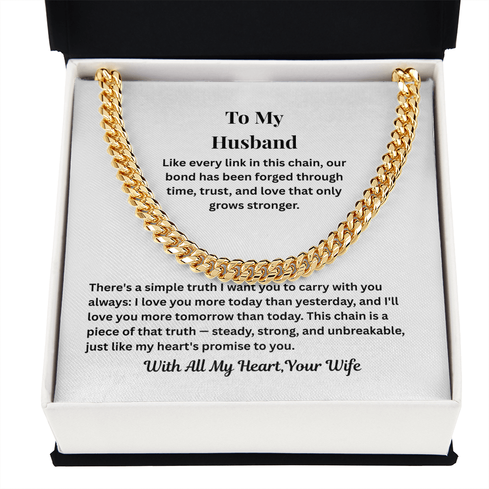 To My Husband Cuban Link Chain from Wife – Love & Commitment Gift