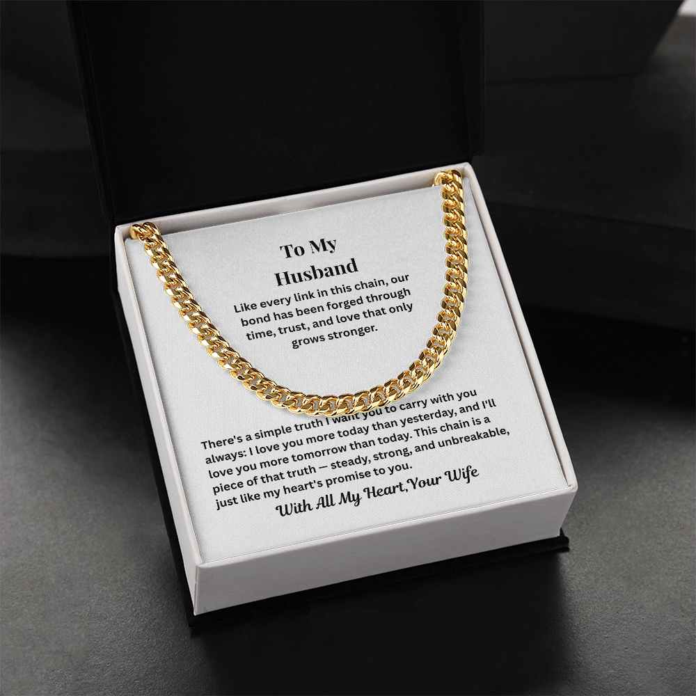 To My Husband Cuban Link Chain from Wife – Love & Commitment Gift