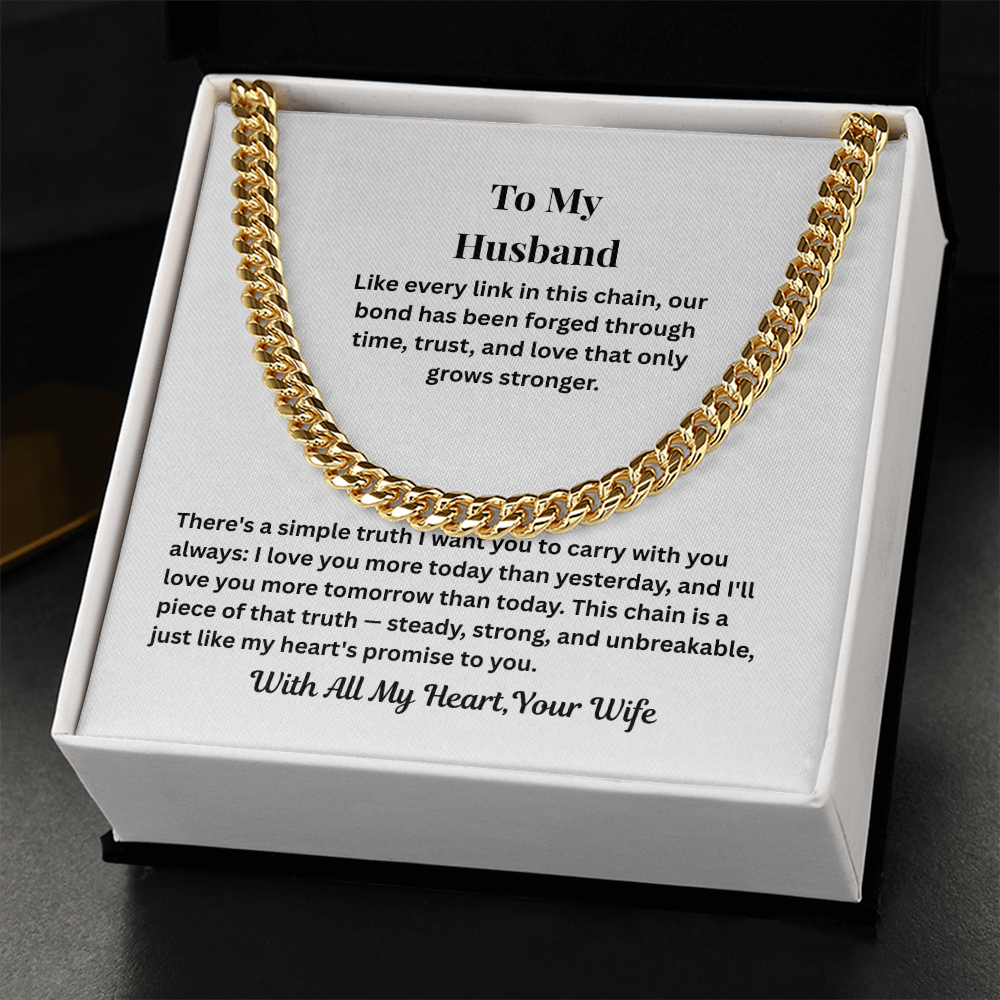 To My Husband Cuban Link Chain from Wife – Love & Commitment Gift