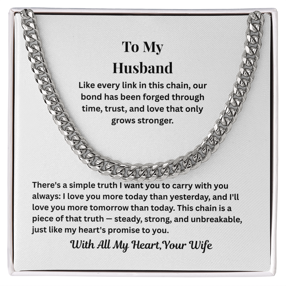To My Husband Cuban Link Chain from Wife – Love & Commitment Gift