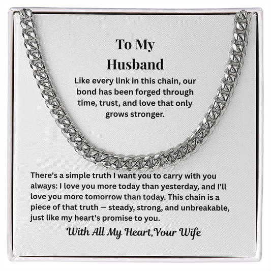To My Husband Cuban Link Chain from Wife – Love & Commitment Gift