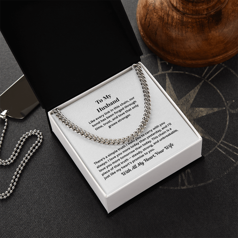 To My Husband Cuban Link Chain from Wife – Love & Commitment Gift