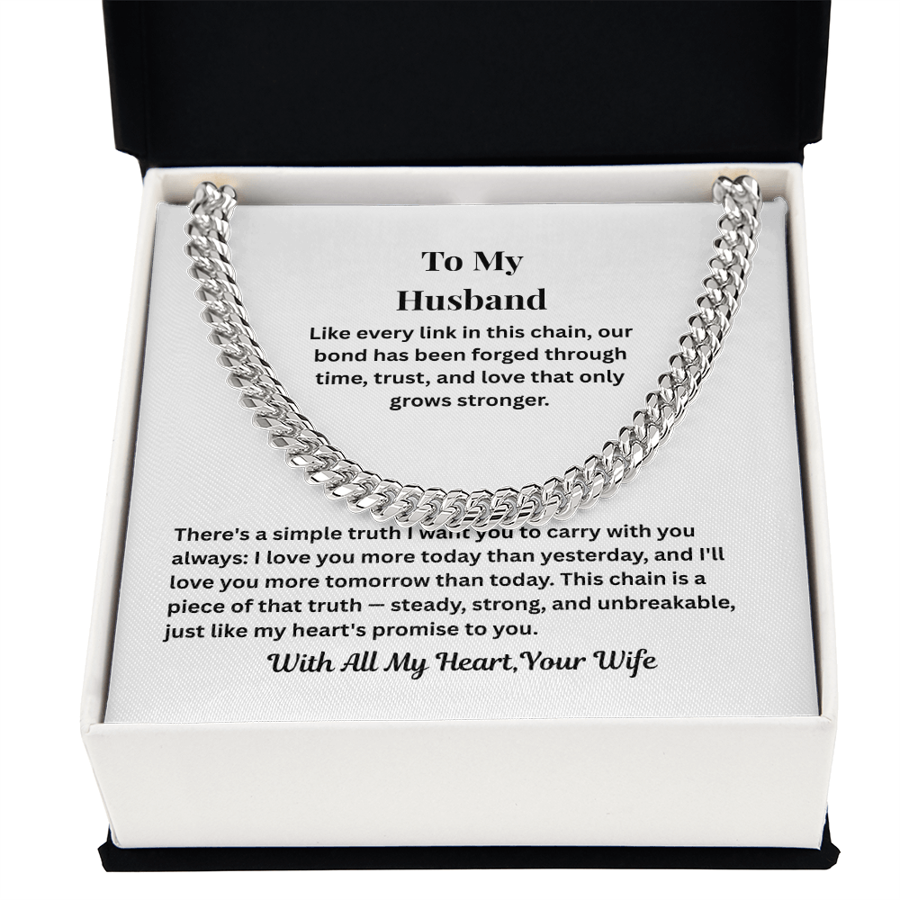 To My Husband Cuban Link Chain from Wife – Love & Commitment Gift