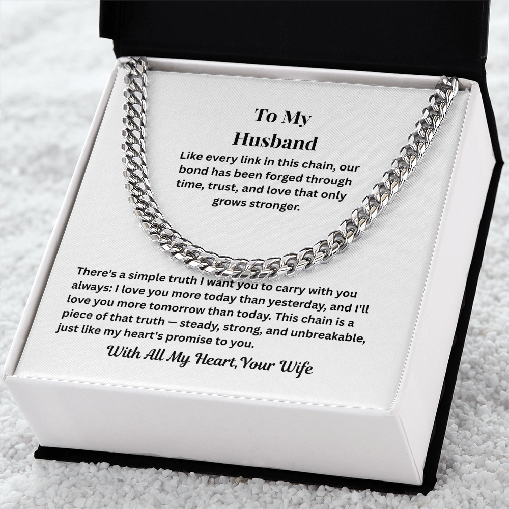 To My Husband Cuban Link Chain from Wife – Love & Commitment Gift