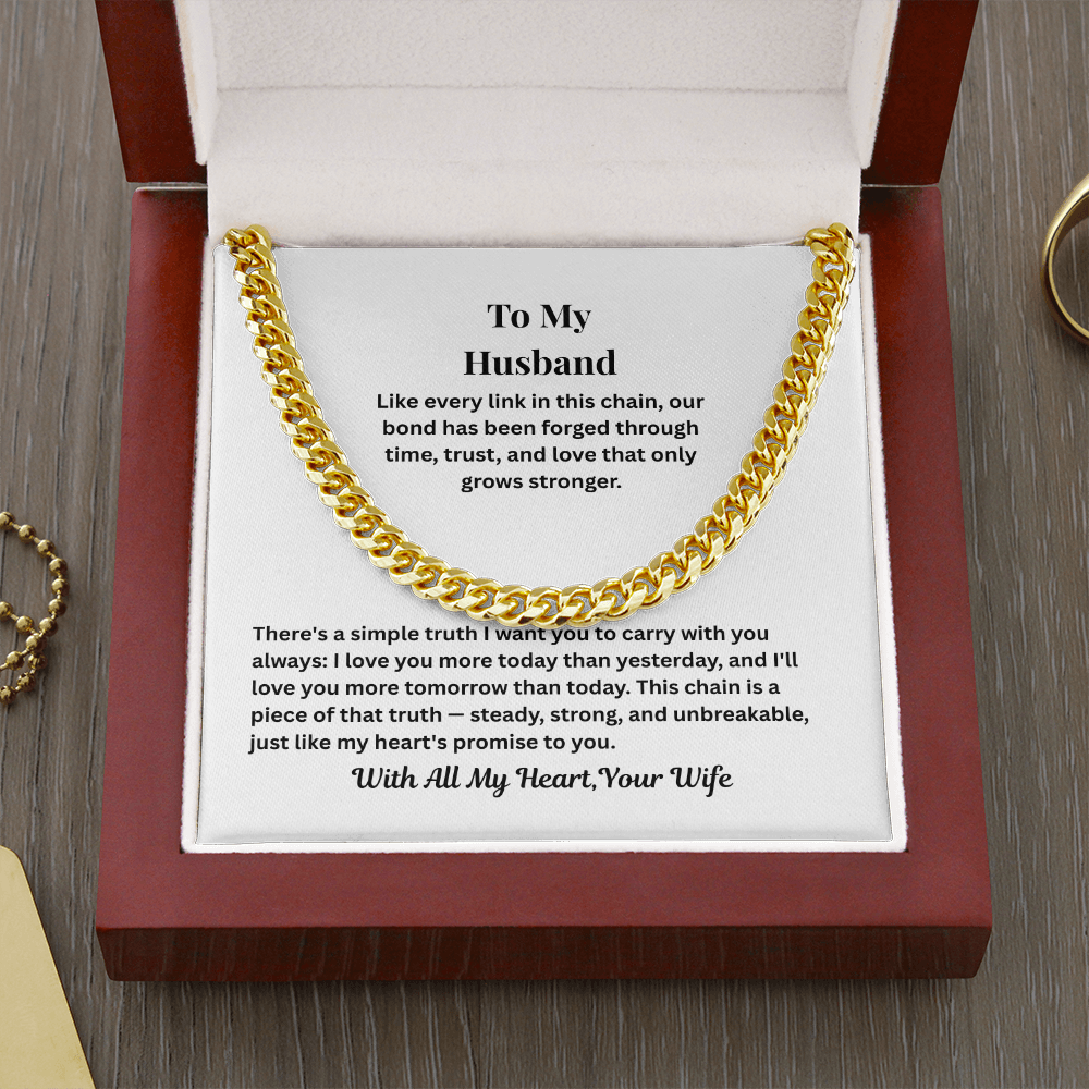 To My Husband Cuban Link Chain from Wife – Love & Commitment Gift