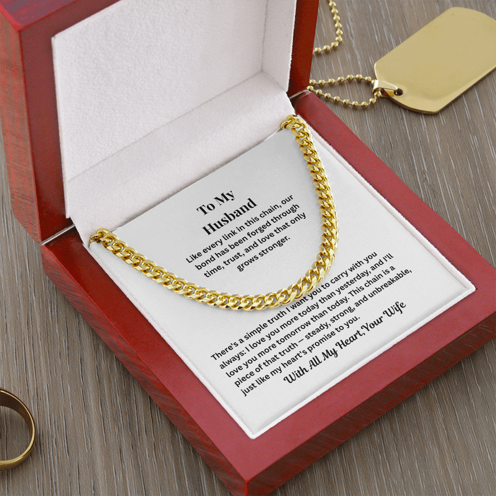 To My Husband Cuban Link Chain from Wife – Love & Commitment Gift