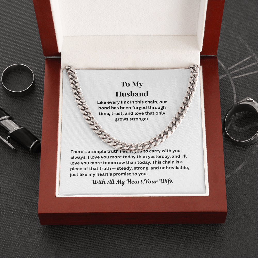 To My Husband Cuban Link Chain from Wife – Love & Commitment Gift
