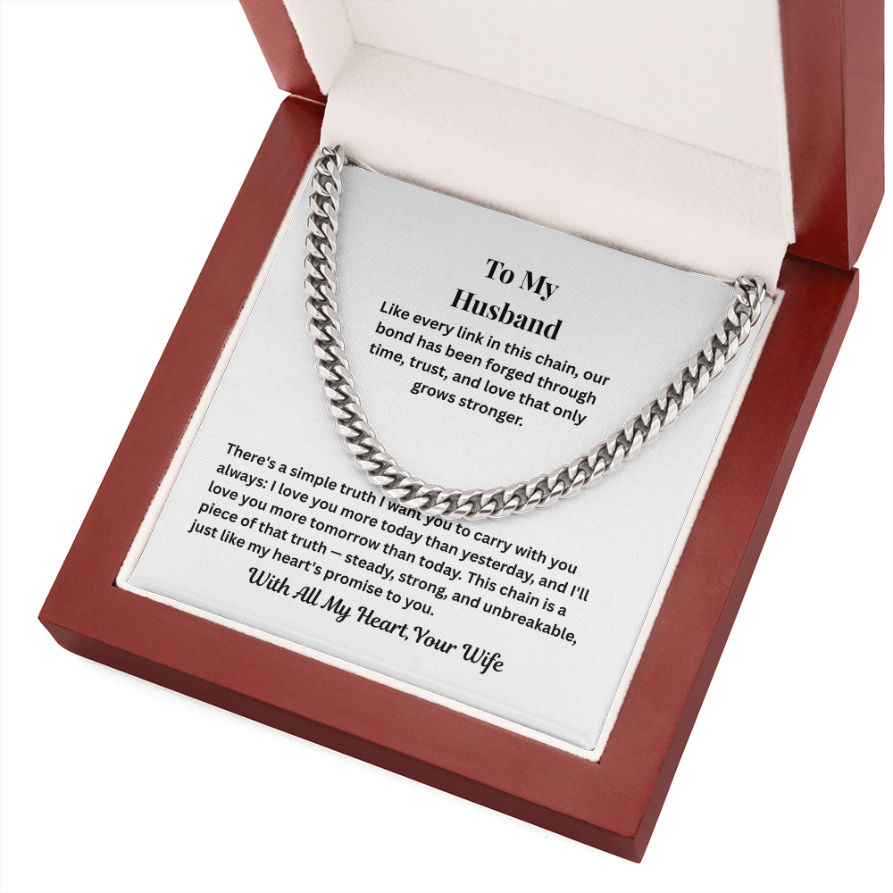 To My Husband Cuban Link Chain from Wife – Love & Commitment Gift