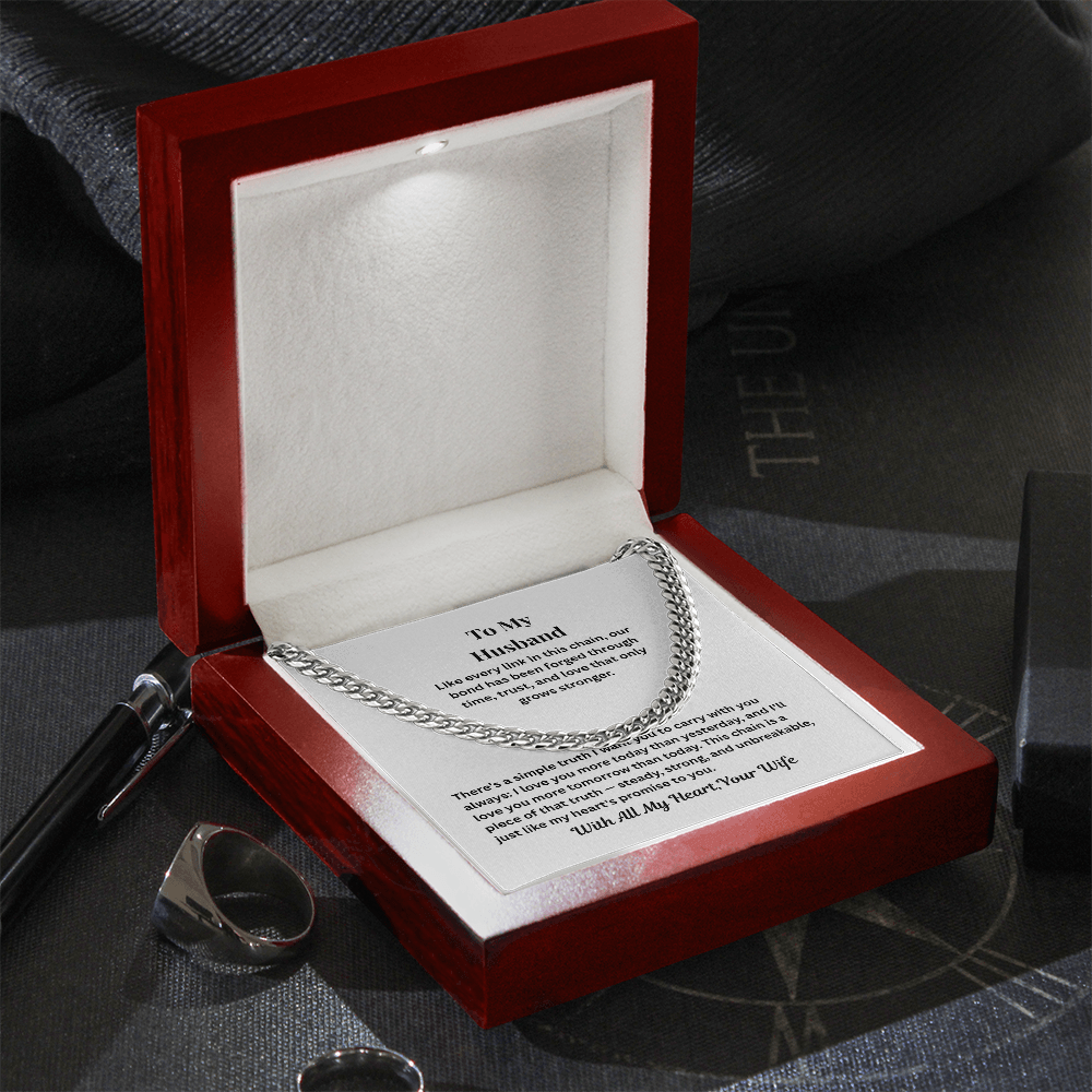 To My Husband Cuban Link Chain from Wife – Love & Commitment Gift