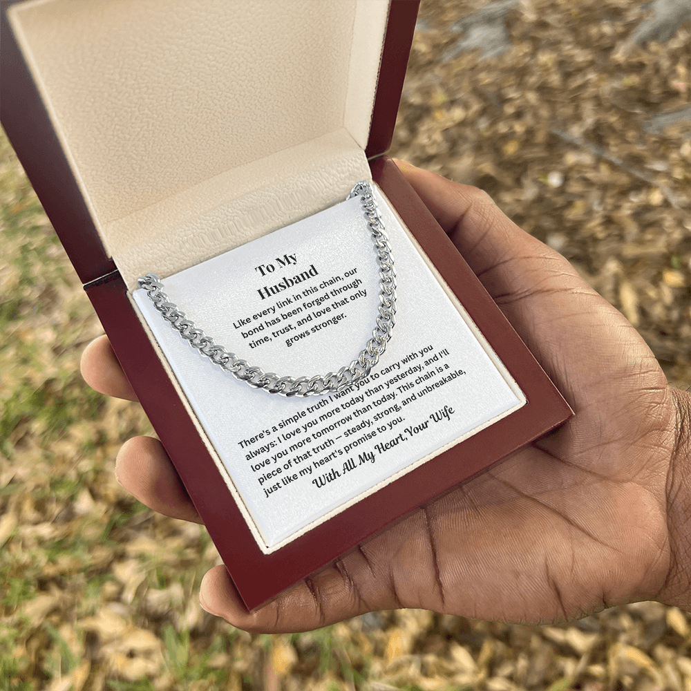 To My Husband Cuban Link Chain from Wife – Love & Commitment Gift