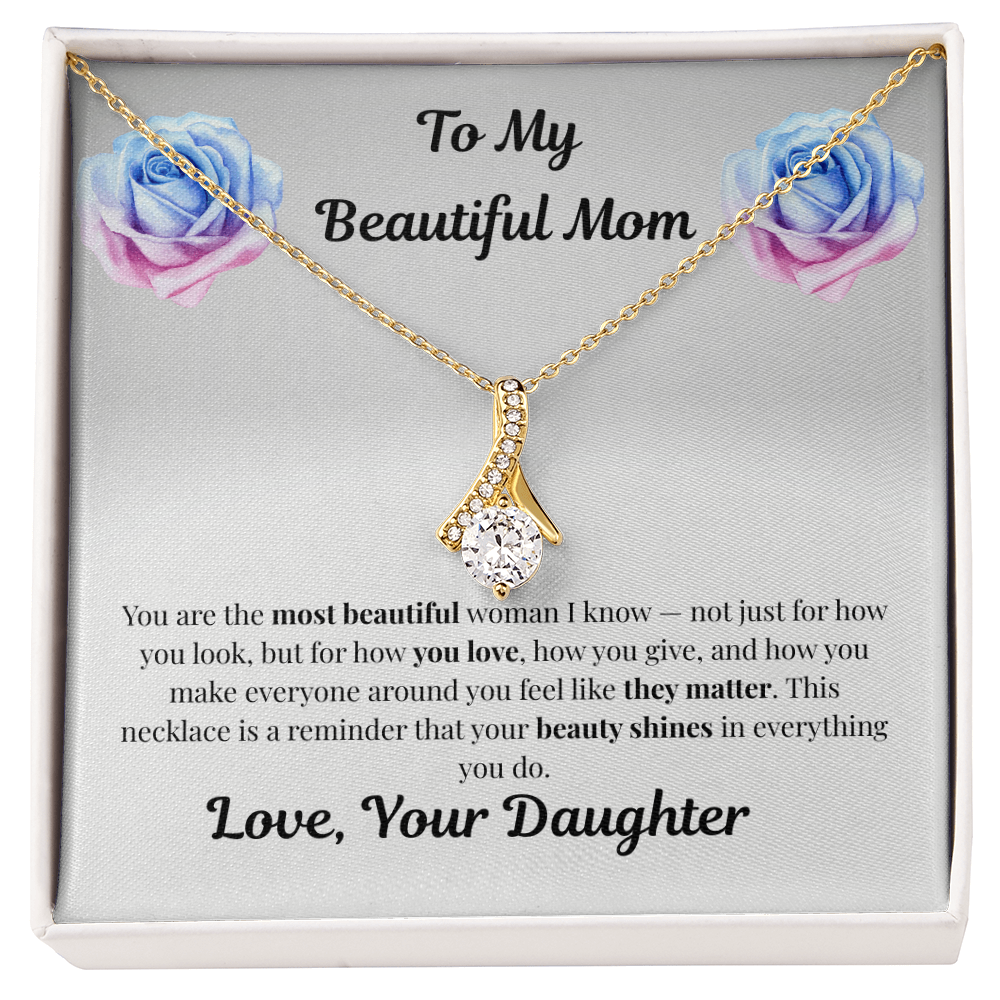 18K yellow gold-finish Alluring Beauty Necklace on To My Beautiful Mom message card