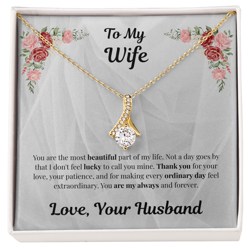 18K yellow gold-finish Alluring Beauty Necklace on To My Wife message card