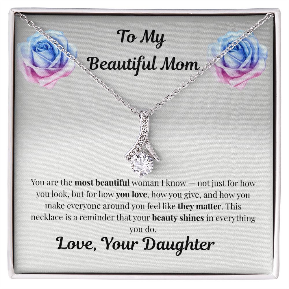 14k white gold-finish Alluring Beauty Necklace on To My Beautiful Mom message card