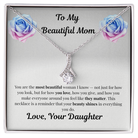 14k white gold-finish Alluring Beauty Necklace on To My Beautiful Mom message card