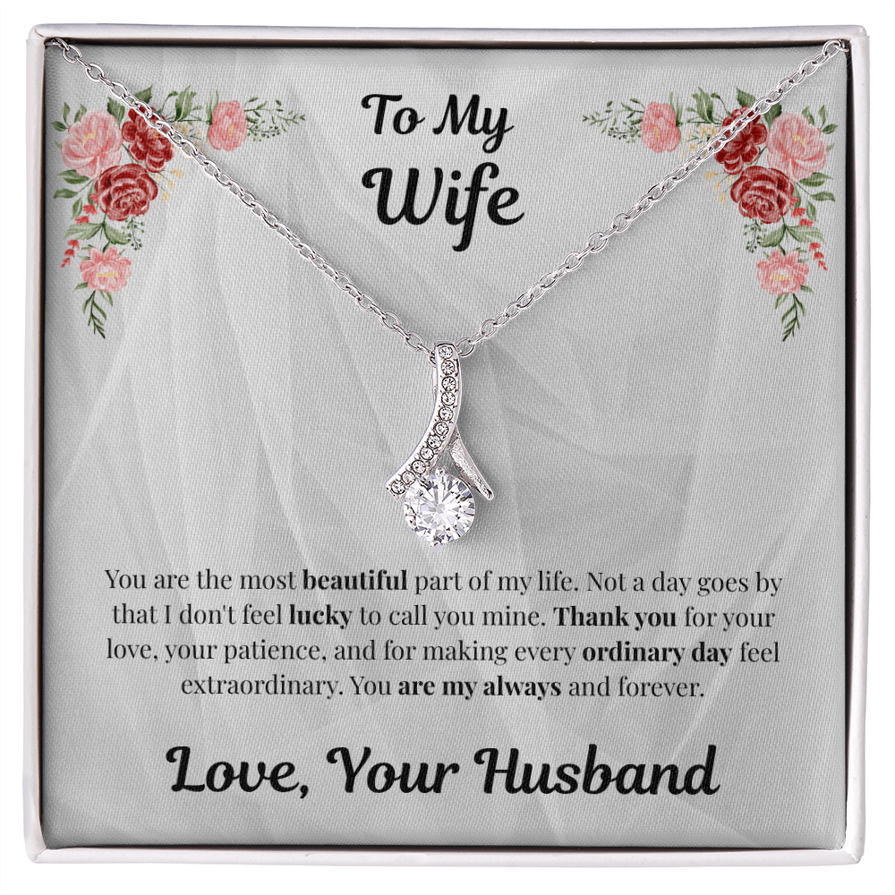 14k white gold-finish Alluring Beauty Necklace on To My Wife message card