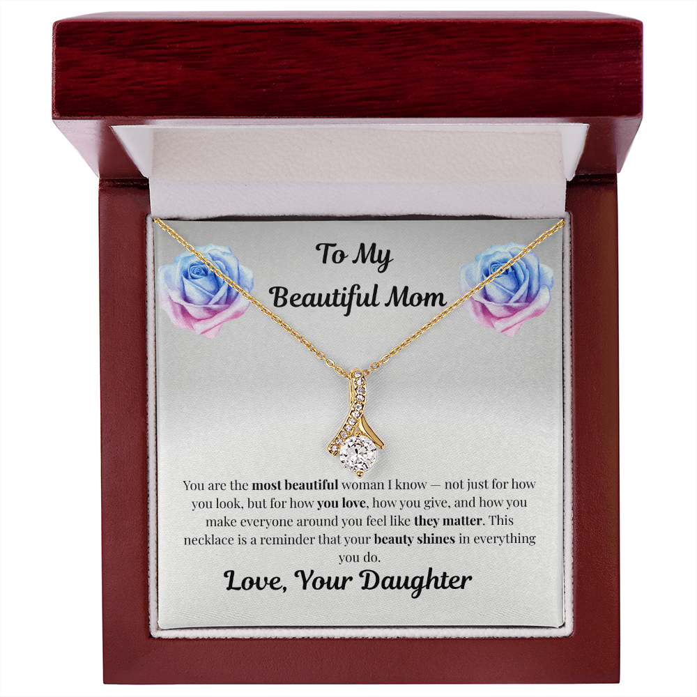 18K yellow gold-finish Alluring Beauty Necklace in mahogany gift box