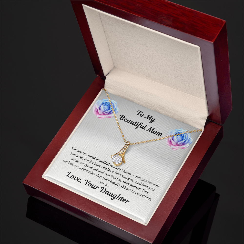 18K yellow gold-finish Alluring Beauty Necklace in angled mahogany gift box