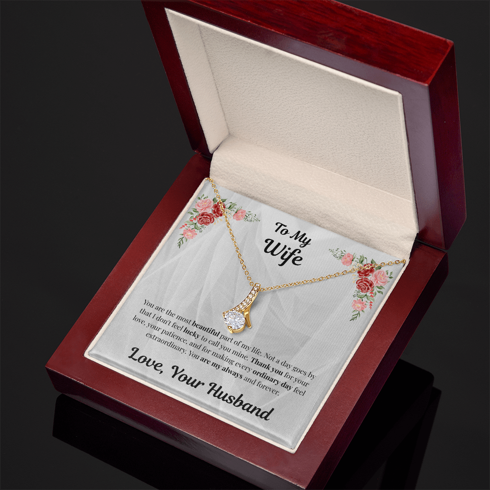 18K yellow gold-finish Alluring Beauty Necklace in angled mahogany gift box
