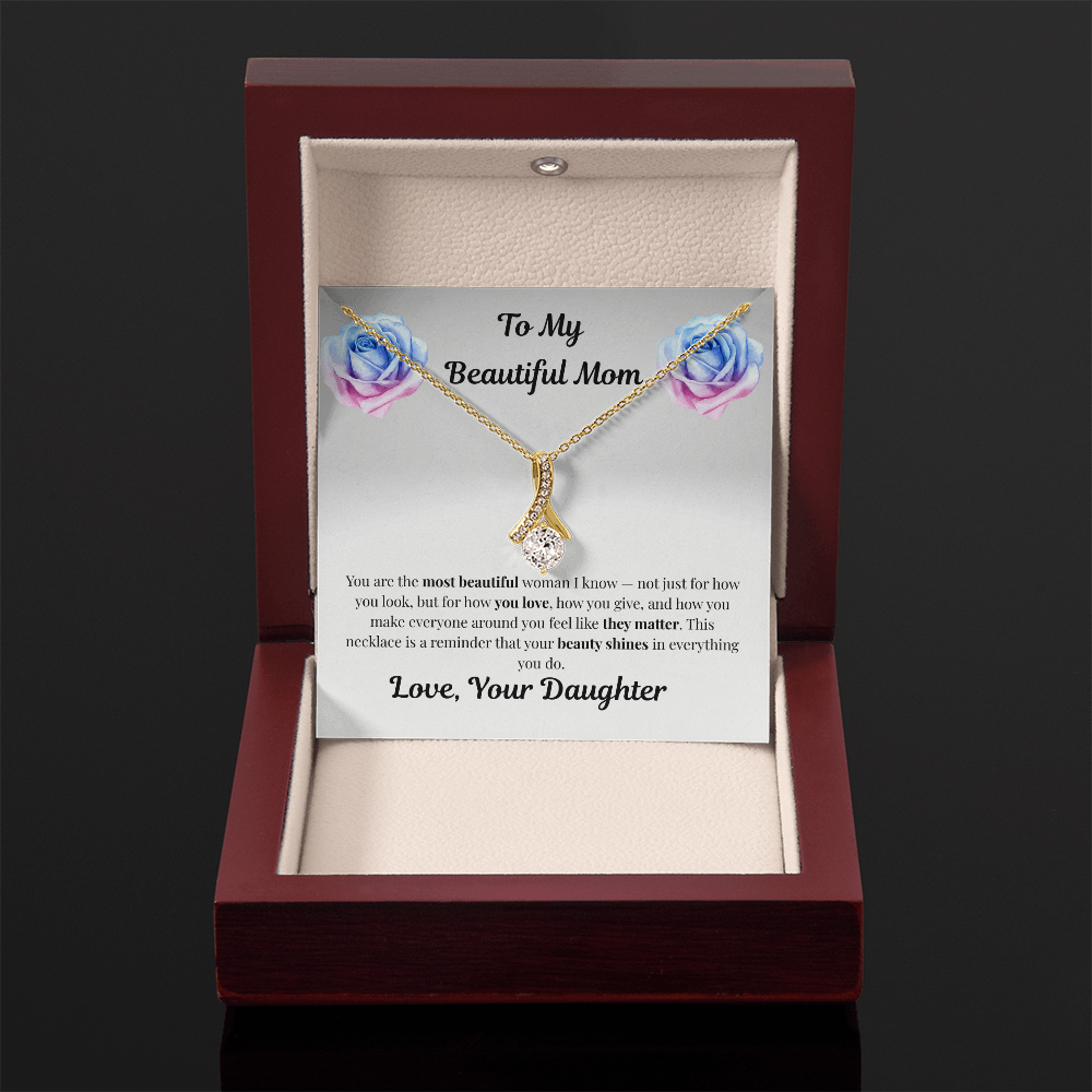 18K yellow gold-finish Alluring Beauty Necklace in illuminated mahogany gift box