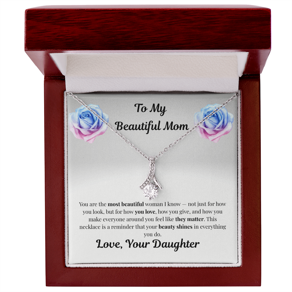 14k white gold-finish Alluring Beauty Necklace in mahogany gift box